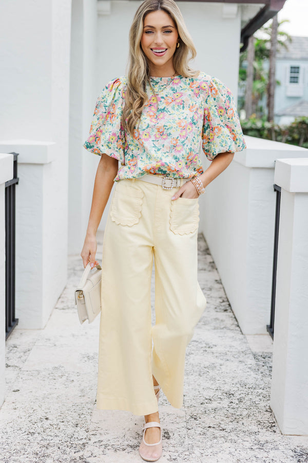 Weekend In The Sun Cream Floral Blouse