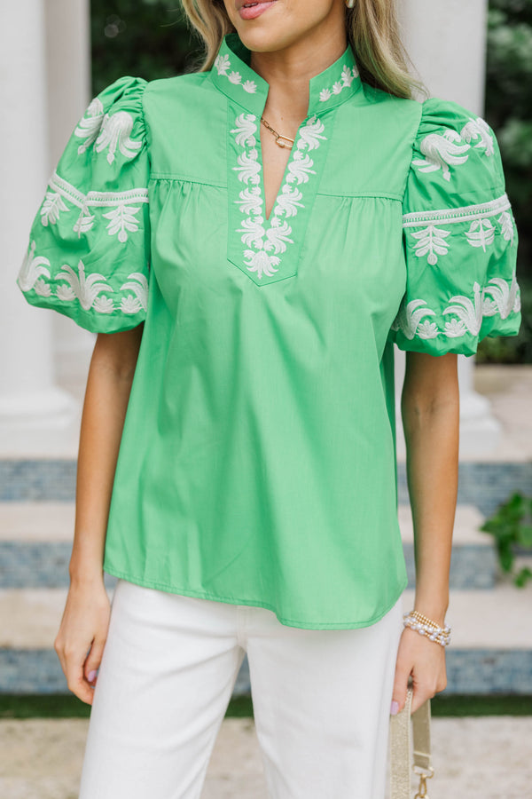 You’re The One Green Embroidered Blouse