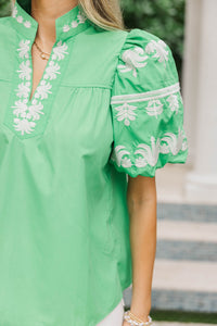 You’re The One Green Embroidered Blouse