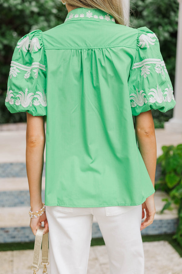 You’re The One Green Embroidered Blouse