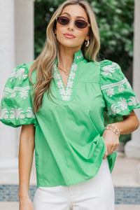 You’re The One Green Embroidered Blouse
