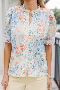 Happiest When Wearing Cream Blouse