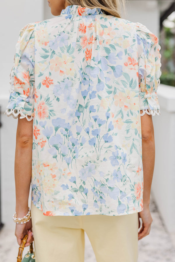 Happiest When Wearing Cream Blouse