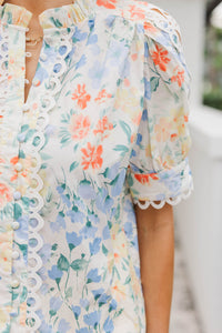 Happiest When Wearing Cream Blouse