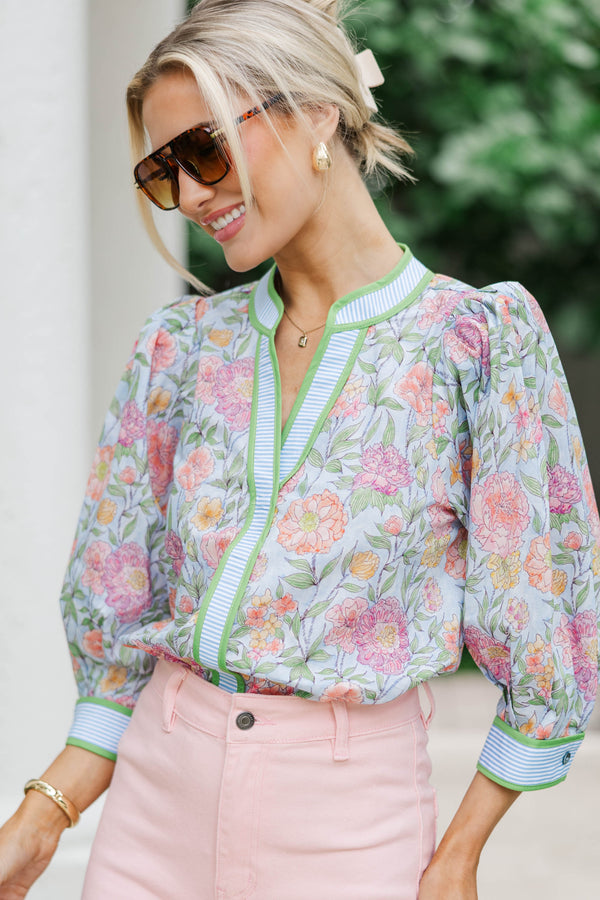 Sweet From The Start Light Blue Blouse