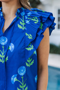 Blue Hour Navy Blue Floral Blouse