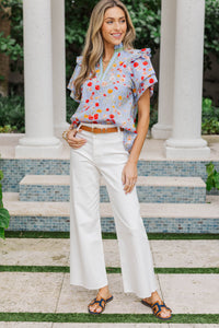 Spring Confetti Blue Floral Blouse