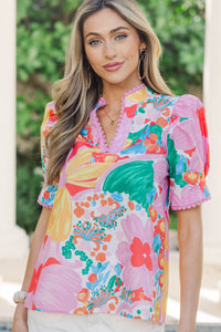 Sunburst Pink Floral Puff Sleeve Top
