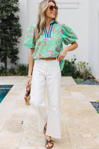 Springtime in the Grove Green Paisley Floral Top