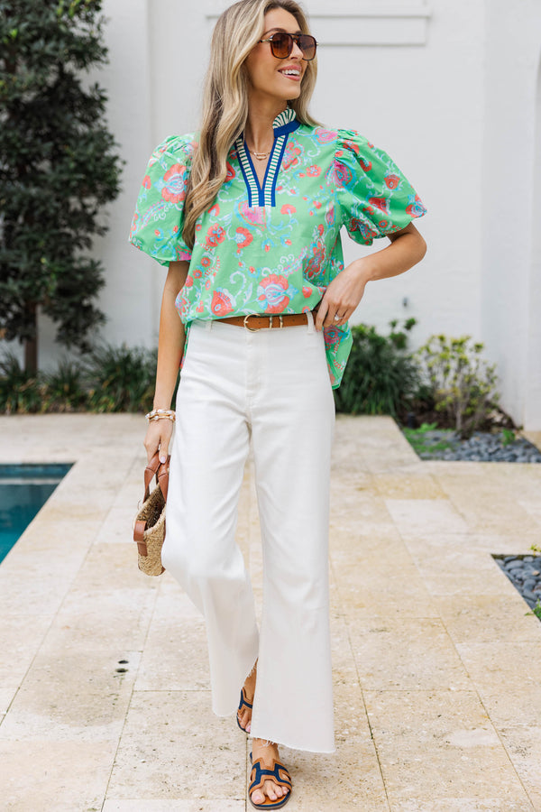 Springtime in the Grove Green Paisley Floral Top