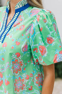 Springtime in the Grove Green Paisley Floral Top