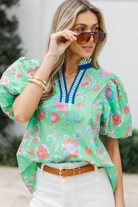 Springtime in the Grove Green Paisley Floral Top