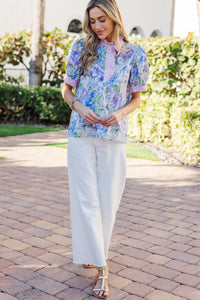 Garden Picnic Blue Floral Blouse