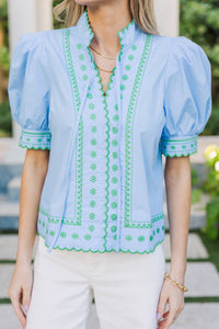 Gentle Bloom Blue Blouse