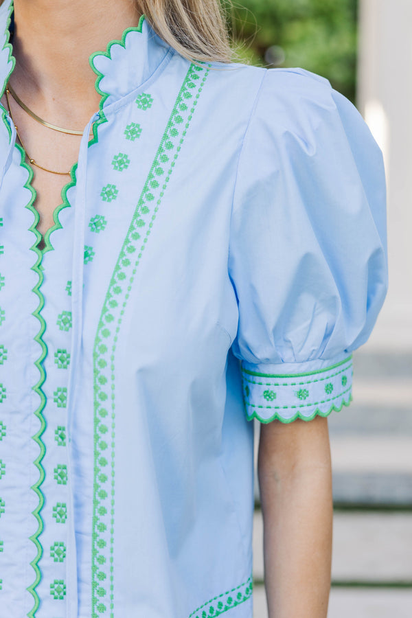 Gentle Bloom Blue Blouse