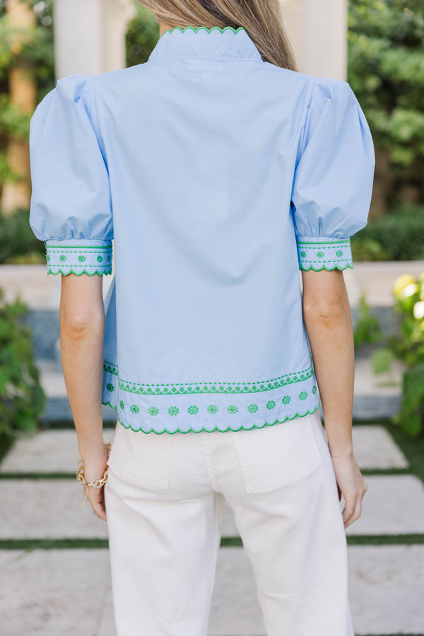 Gentle Bloom Blue Blouse