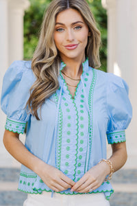 Gentle Bloom Blue Blouse