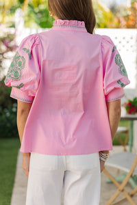 Sunshine Ready Pink Embroidered Blouse