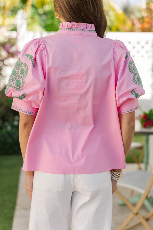 Sunshine Ready Pink Embroidered Blouse