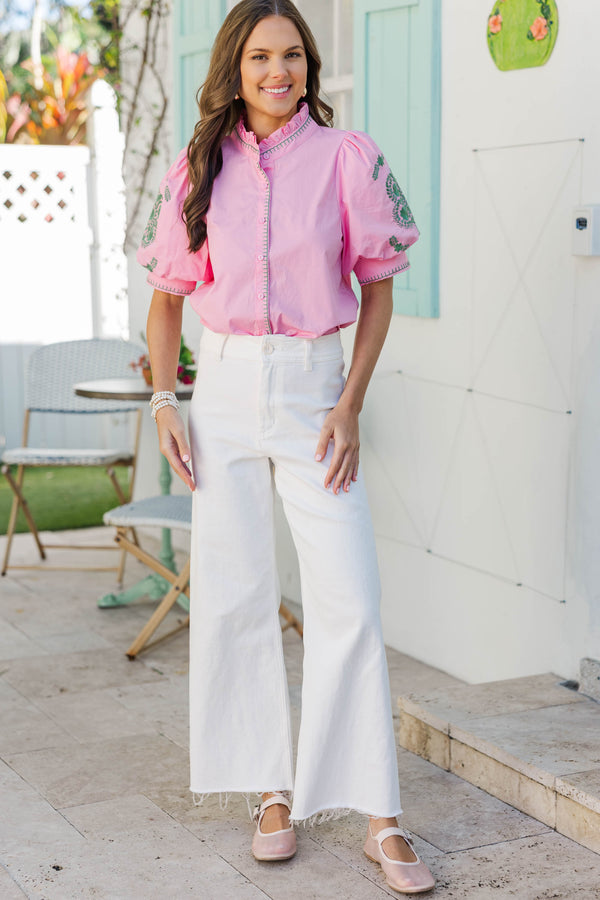 Sunshine Ready Pink Embroidered Blouse