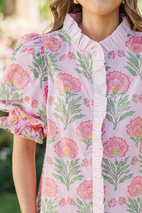 Blushing Floral Pink Medallion Blouse