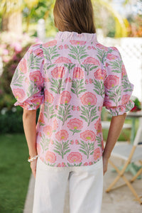 Blushing Floral Pink Medallion Blouse