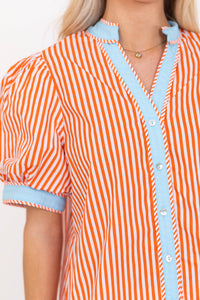 On The Edge Orange Striped Blouse