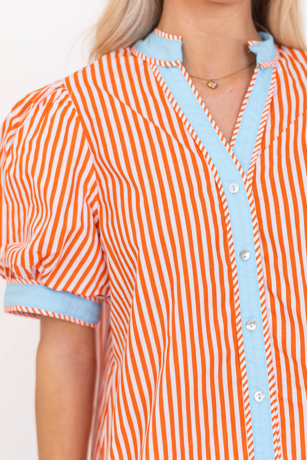 On The Edge Orange Striped Blouse