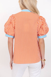 On The Edge Orange Striped Blouse