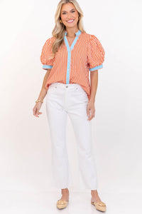 On The Edge Orange Striped Blouse