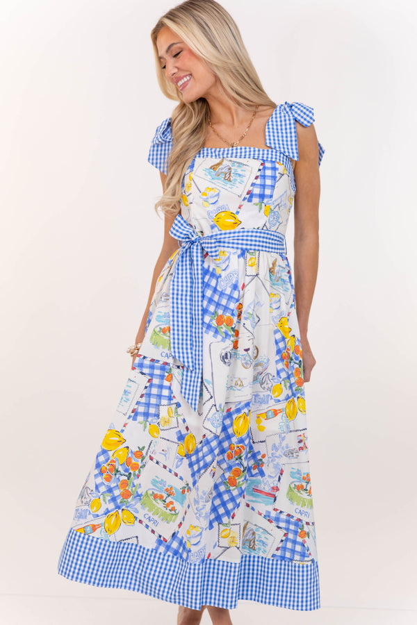 Honey Blossom Blue Lemon Print Dress – Shop the Mint