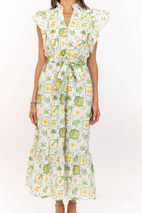 Soft Petals Green Ditsy Floral Midi Dress