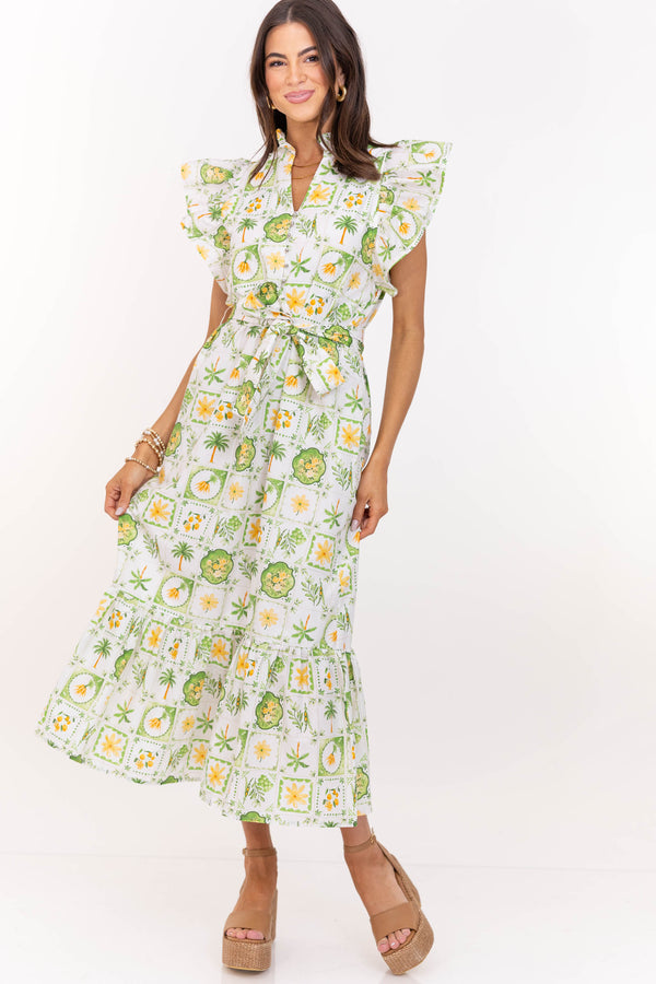 Soft Petals Green Ditsy Floral Midi Dress  Shop the Mint