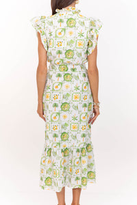 Soft Petals Green Ditsy Floral Midi Dress