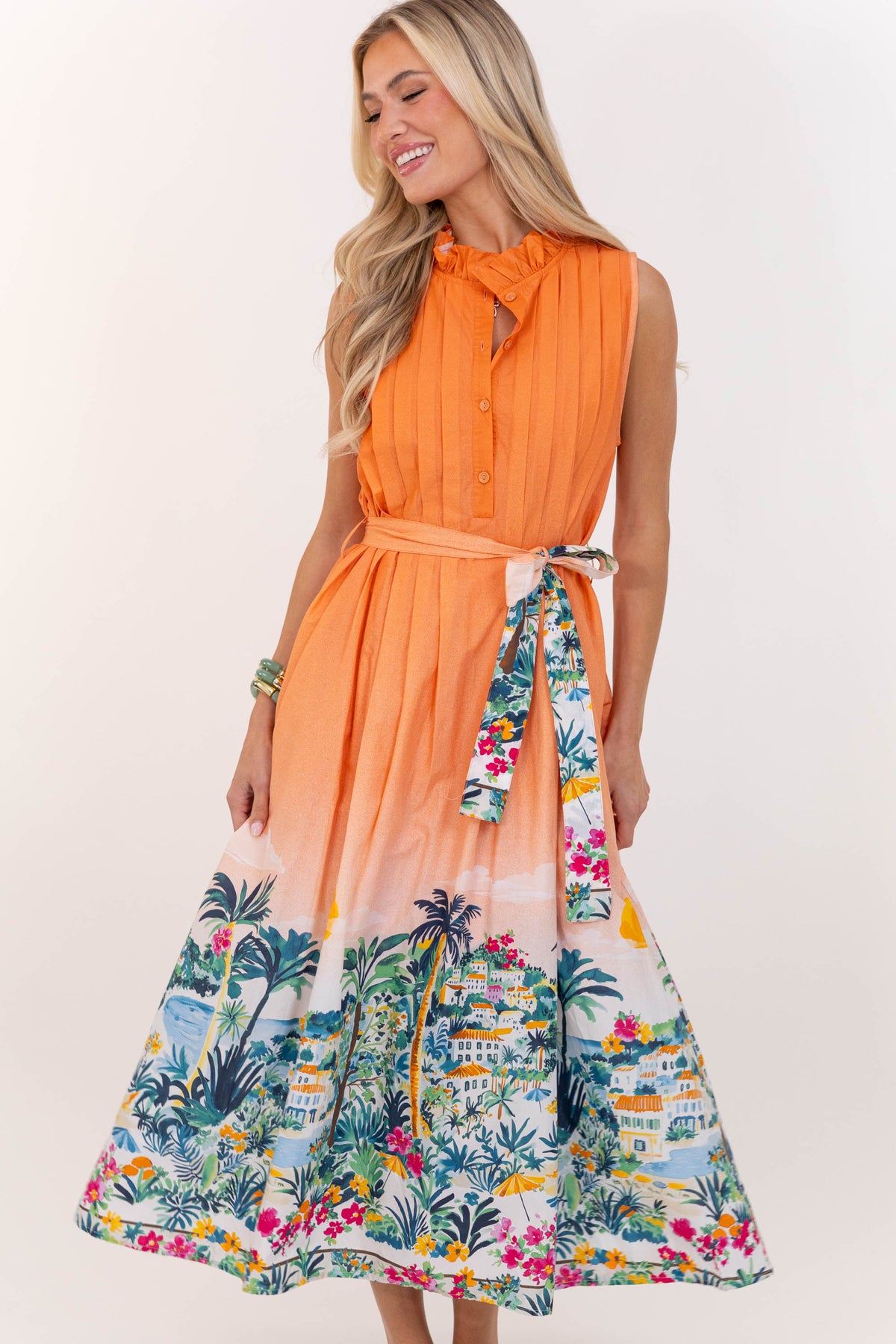 Morning Market Orange Dress, Large - The Mint Julep Boutique