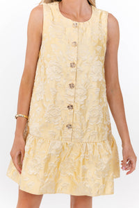 Timelessly Yours Yellow Brocade Dress