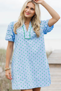 All The Sweet Details Blue Polka Dot Dress