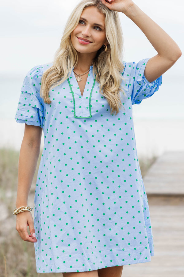 All The Sweet Details Blue Polka Dot Dress
