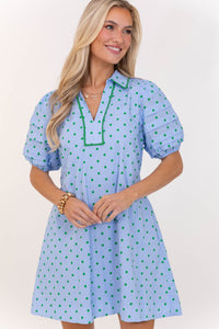 All The Sweet Details Blue Polka Dot Dress