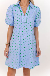 All The Sweet Details Blue Polka Dot Dress