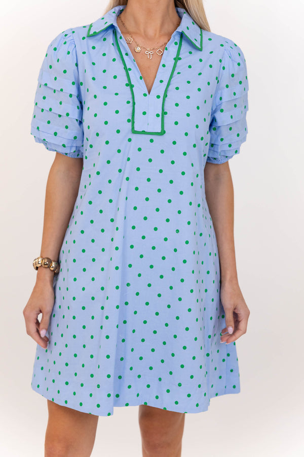 All The Sweet Details Blue Polka Dot Dress
