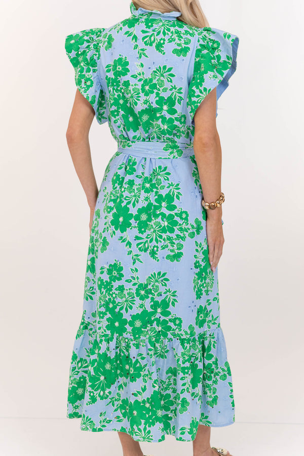 Effortless Icon Blue Floral Midi Dress