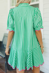 Summer Sand Green Striped Dress