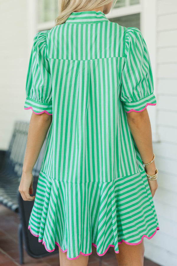 Summer Sand Green Striped Dress