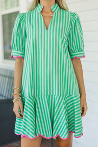 Summer Sand Green Striped Dress