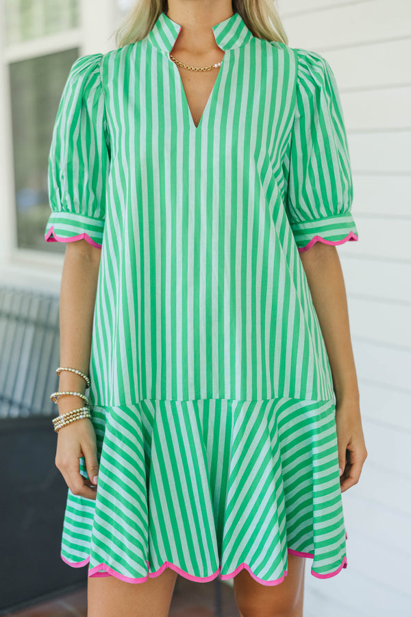 Summer Sand Green Striped Dress