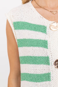 Built For Everyday Green Striped Cardigan