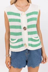Built For Everyday Green Striped Cardigan
