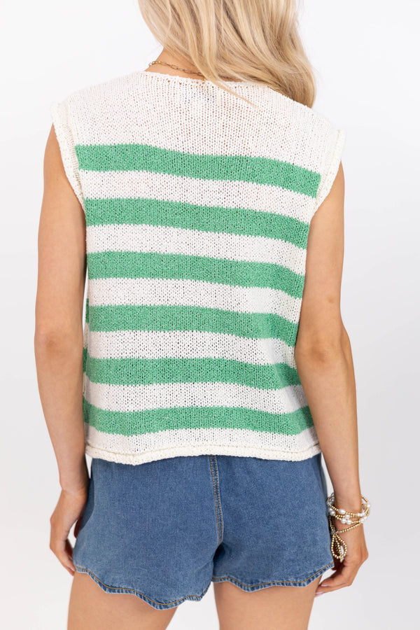 Built For Everyday Green Striped Cardigan