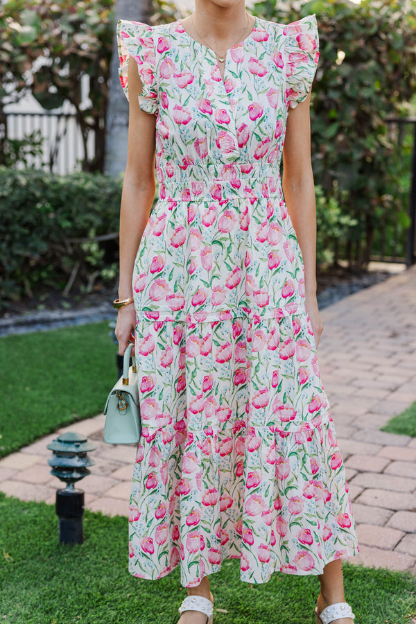 One And Done Pink Midi Dress